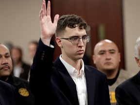 El Paso Walmart mass shooter Patrick Crusius, a 21-year-old male from Allen, Texas, accused of killing 22 and injuring 25, is arraigned, in El Paso, Texas, U.S. October 10, 2019.
