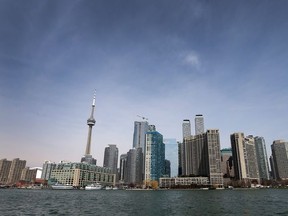 The city of Toronto skyline from Lake Ontario on Wednesday May 2, 2018.