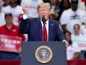 President Donald Trump speaks during a "Keep America Great" Campaign Rally at American Airlines Center on October 17, 2019 in Dallas. (Tom Pennington/Getty Images)