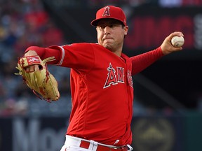 Tyler Skaggs of the Los Angeles Angels pitches against the Oakland Athletics at Angel Stadium of Anaheim on June 29, 2019 in Anaheim. (Jayne Kamin-Oncea/Getty Images)
