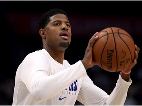 Paul George of the LA Clippers practices before the LA Clippers season home opener against the Los Angeles Lakers at Staples Center on October 22, 2019 in Los Angeles, California.