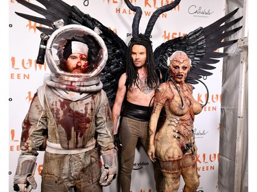 Tom Kaulitz, left, Bill Kaulitz, centre, and Heidi Klum attend Heidi Klum's 20th Annual Halloween Party presented by Amazon Prime Video and SVEDKA Vodka at Cathedrale New York on October 31, 2019 in New York City.
