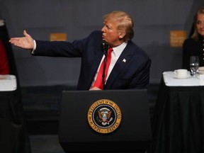 U.S. President Donald Trump speaks at the Economic Club of New York on November 12, 2019 in New York City.
