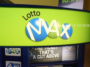 WINDSOR, ONTARIO - OCTOBER 16, 2016 - Ontario Lottery Corporation signs are displayed at the Downtown Smoke Shop in Windsor, Ontario on October 16, 2016.   The Lotto 649 jackpot has will be $64 Million on Saturday. (JASON KRYK/The Windsor Star)   LOTTO MAX,  LOTTO 649 ORG XMIT: POS1510161516318593