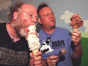 Famous ice cream guys Ben Cohen, left, and Jerry Greenfield toast the introduction of Ben & Jerry's Ice Cream into Canada.