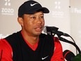 Tiger Woods of the US answers a question during his press conference following his victory at the PGA ZOZO Championship golf tournament at the Narashino Country Club in Inzai, Chiba prefecture on October 28, 2019.