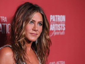 US actress Jennifer Aniston arrives for The SAG-AFTRA Foundations 4th Annual Patron of the Artists Awards at the Wallis Annenberg Center for the Performing Arts in Beverly Hills on November 7, 2019.