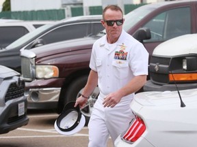 In this file photo taken on June 21, 2019 Navy Special Operations Chief Edward Gallagher walks into military court in San Diego, California.