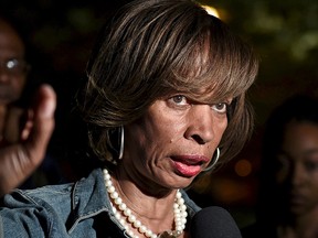 Catherine Pugh is pictured speaking near City Hall in Baltimore May 2, 2015. (REUTERS/Sait Serkan Gurbuz/File photo)