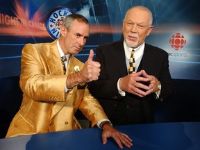 Ron MacLean and Don Cherry on the set of Coach’s Corner.