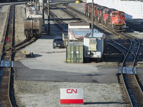 A quiet McLean Rail Yard is pictured in North Vancouver, November 20, 2019 as CN rail workers strike outside the gates.