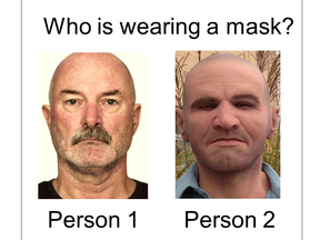 Participants were shown two pictures, one of a human face and another of a silicone mask, and had to determine which was the real deal.