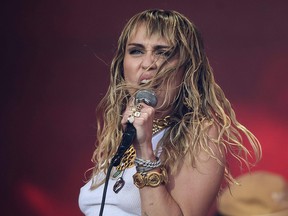 Miley Cyrus performs at the Glastonbury Festival of Music and Performing Arts on June 30, 2019. (OLI SCARFF/AFP/Getty Images)