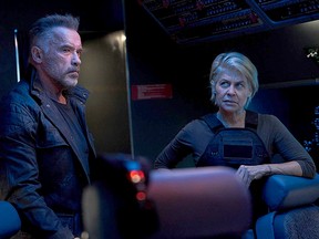 Arnold Schwarzenegger and Linda Hamilton in "Terminator: Dark Fate."