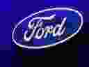 The Ford logo is seen at the North American International Auto Show in Detroit, Michigan, U.S., January 15, 2019. 