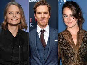 (From left) Jodie Foster, Benedict Cumberbatch and Shailene Woodley are seen in file photos.