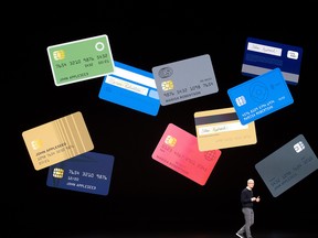 Apple CEO Tim Cook introduces Apple Card during a launch event at Apple headquarters on Monday, March 25, 2019, in Cupertino, California.