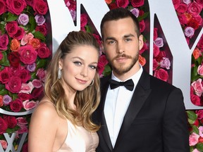 Melissa Benoist and Chris Wood attend the 72nd Annual Tony Awards at Radio City Music Hall on June 10, 2018 in New York City.