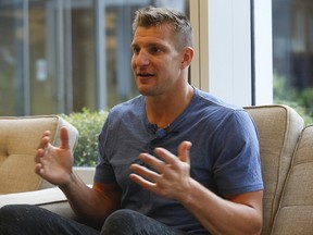 Former New England Patriots tight end Rob Gronkowski is interviewed in Toronto on Thursday, October 31, 2019. (Jack Boland/Toronto Sun)
