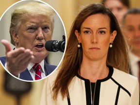Writing on Twitter, U.S. President Donald Trump was scornful of Jennifer Williams, a foreign policy aide to Pence, who testified on Nov. 7, 2019 in Capitol Hill for a closed-door hearing in Washington. (Reuters and Getty Images file photo)