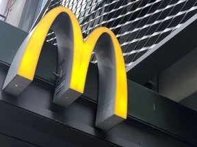 The McDonald's logo is seen outside the fast-food chain McDonald's in New York, U.S., October 22, 2019.