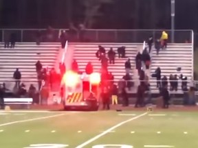 An ambulance on scene at a shooting at Pleasantville (N.J.) High School football field. (Video screen grab)