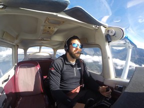 Chris Spring at the controls of a Cessna 172.