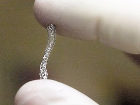An antibody-coated stent that is similar to the one used on Celia Lectora at St. Michael's Hospital in Toronto Tuesday, February 14 2006.