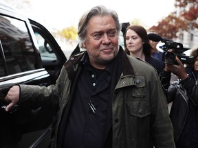Steve Bannon leaves the E. Barrett Prettyman United States Courthouse after he testified at the Roger Stone trial November 8, 2019 in Washington. (Alex Wong/Getty Images)