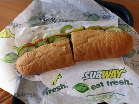A Subway sandwich is seen in a restaurant in this undated file photo. (Joe Raedle/Getty Images)