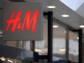 The logo of Swedish high-street clothing chain H&M is pictured on September 30, 2008 in Aalborg.