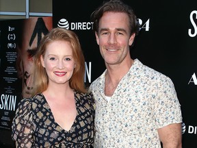 In this July 11, 2019, file photo, Kimberly Brook and James Van Der Beek attend the L.A. Special Screening of A24's "Skin" at the ArcLight in Hollywood, Calif..