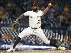 Felipe Vazquez of the Pittsburgh Pirates pitches in the ninth inning against the Miami Marlins at PNC Park on September 3, 2019 in Pittsburgh. (Justin K. Aller/Getty Images)