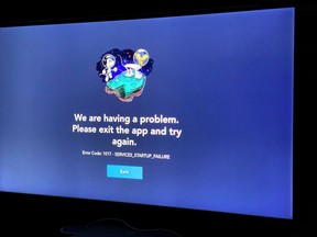 An error message for Disney's streaming service is seen on a TV in New York, U.S. November 12, 2019.