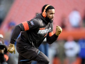 Wide receiver Odell Beckham of the Cleveland Browns warms up prior to the game against the Cincinnati Bengals at FirstEnergy Stadium on December 8, 2019 in Cleveland, Ohio.