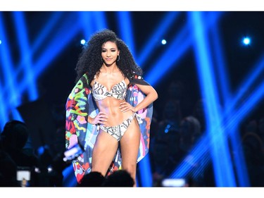 Miss USA Cheslie Kryst competes in the swimsuit competition during the 2019 Miss Universe Pageant at Tyler Perry Studios in Atlanta, Ga., on Dec. 8, 2019.