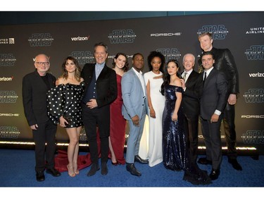 (L-R)  Ian McDiarmid, Keri Russell, Richard E. Grant, Daisy Ridley, John Boyega, Naomi Ackie, Kelly Marie Tran, Anthony Daniels, Joonas Suotamo and Oscar Isaac arrive for the 
world premiere of "Star Wars: The Rise of Skywalker," the highly anticipated conclusion of the Skywalker saga on Dec. 16, 2019 in Hollywood, Calif.