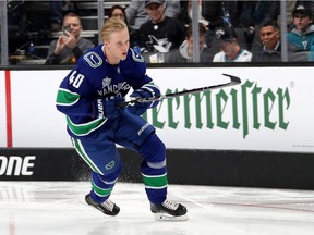 Elias Pettersson competes in the fastest-skater event during last year's All Star Game festivities. He'll be the Vancouver Canucks' lone representative in 2020.