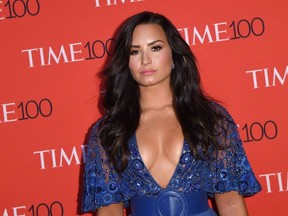 In this file photo taken on April 25, 2017 Demi Lovato attends the 2017 Time 100 Gala at Jazz at Lincoln Center in New York City.