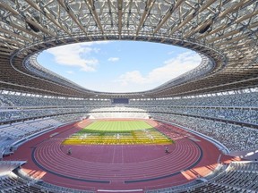 This picture taken on November 13, 2019 shows the new 1.4 billion USD main venue for the 2020 Tokyo Olympic Games in Tokyo.