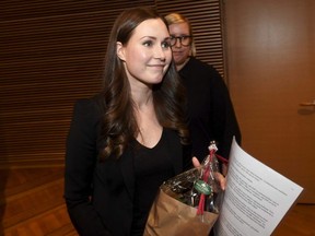 Sanna Marin of Finland's Social Democrates is pictured after she was elected to the post of Prime Minister in Helsinki, Finland, on December 8, 2019.  (Photo by VESA MOILANEN/Lehtikuva/AFP via Getty Images)