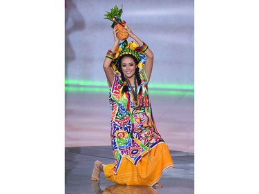 Miss Mexico Ashley Alvidrez performs during the the Miss World Final 2019 at the Excel arena in east London on on Dec. 14, 2019.