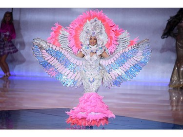 Miss Nicaragua Maria Teresa Cortez performs during the the Miss World Final 2019 at the Excel arena in east London on Dec. 14, 2019.