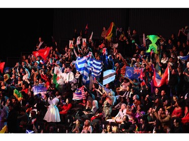 Spectators cheers during the the Miss World Final 2019 at the Excel arena in east London on Dec. 14, 2019.