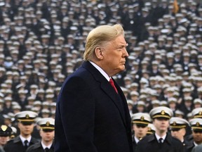 US President Donald Trump attends the Army-Navy football game in Philadelphia, Pennsylvania on December 14, 2019.