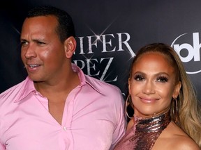 Alex Rodriguez and Jennifer Lopez at the after party following the final performance of the 'Jennifer Lopez: All I Have' residency, held in Mr. Chow at Caesars Palace in Las Vegas, Nevada.