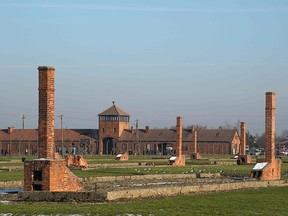 The remains of the barracks and the main building of the Auschwitz Nazi death camp are pictured ahead of German Chancellor Angela Merkel's landmark visit in Oswiecim, Poland, on December 5, 2019. (JANEK SKARZYNSKI/AFP via Getty Images)