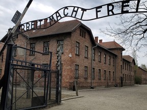The entrance to the former Auschwitz Concentration Camp in Poland.