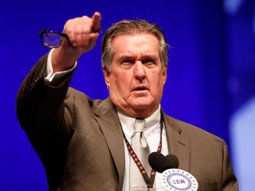 Now former United Auto Workers (UAW) vice-president Joseph Ashton addresses the attendees at the UAW Constitutional Convention in Detroit, Michigan, U.S. June 2, 2014. Photograph taken June 2, 2014.