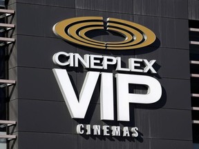 The Cineplex logo is seen outside a movie theatre in Ottawa, Ontario, Canada, February 14, 2019.